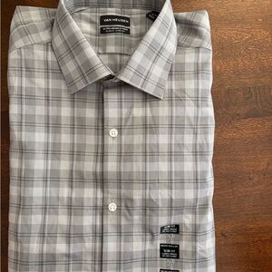 Van Heusen Men's Checkered Dress Shirt - Gray and White